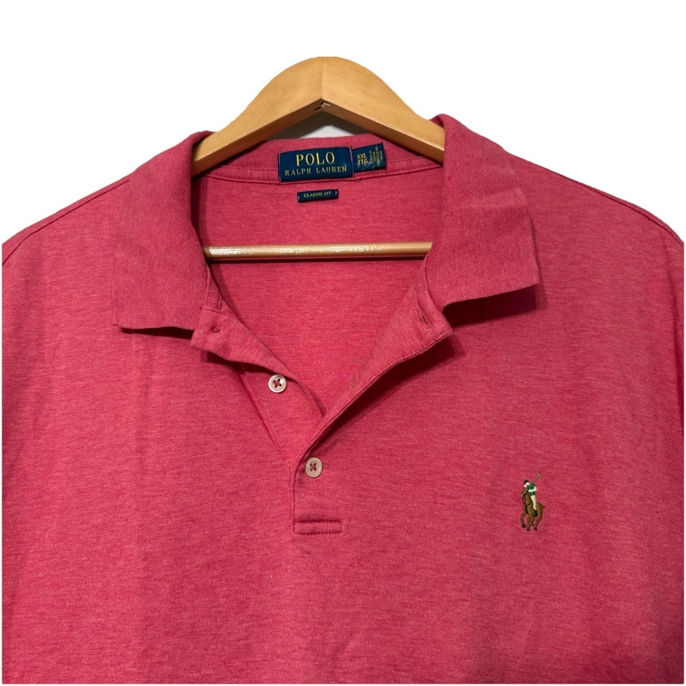 Polo Ralph Lauren Short Sleeve Soft Cotton Polo Shirt Red Flesh Pony Men's XXL